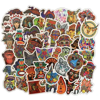 

50PCS Ethnic Style Animal Cool Stickers Waterproof DIY Doodle Motorcycle Stickers Car Luggage Laptop Bike Scooter Bathroom Guita