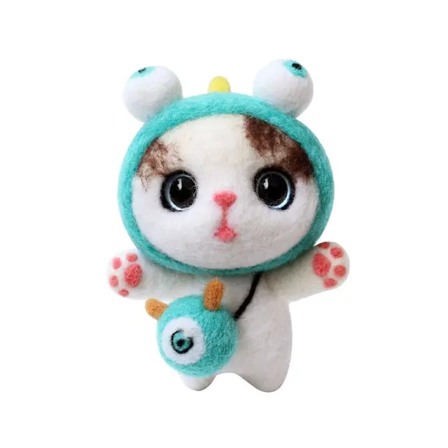 Mwergkou Christmas Cat Wool Felt Craft DIY Unfinished Poked Set Handcraft Needle Material