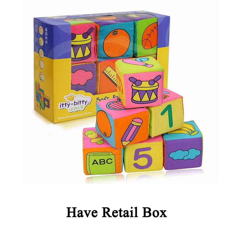 have retail box 1 Набор, мягкие игрушки для новорожденных детей 0-12 месяцев, погремушка из ткани, строительные блоки, мягкая кукла, плюшевый блок, мягкая игрушка, обучающая ZXH - Цвет: have retail box