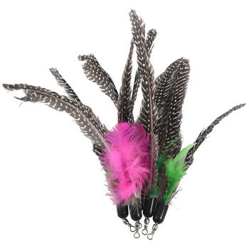 

New 5 Pcs Catfish Fishing Leash Cat Toy Refills with Feather Cat Baits