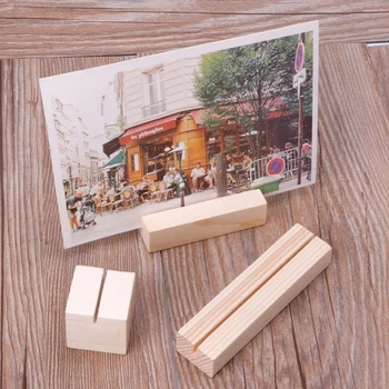 

Natural Wood Photo Holder Memo Clips Business Card Holder Clamps Stand Card Desktop Message