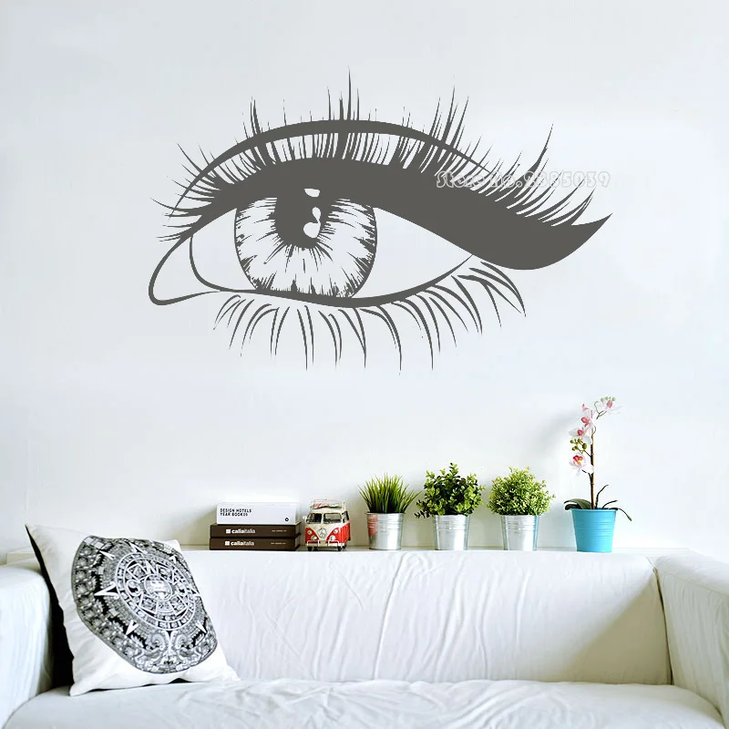 Beauty salon Eyelash Decals Vinyl Wall Sticker Window Sticker Woman Face Eyelash extension Eyelashes Lashes Eyebrows Brows LL195 1