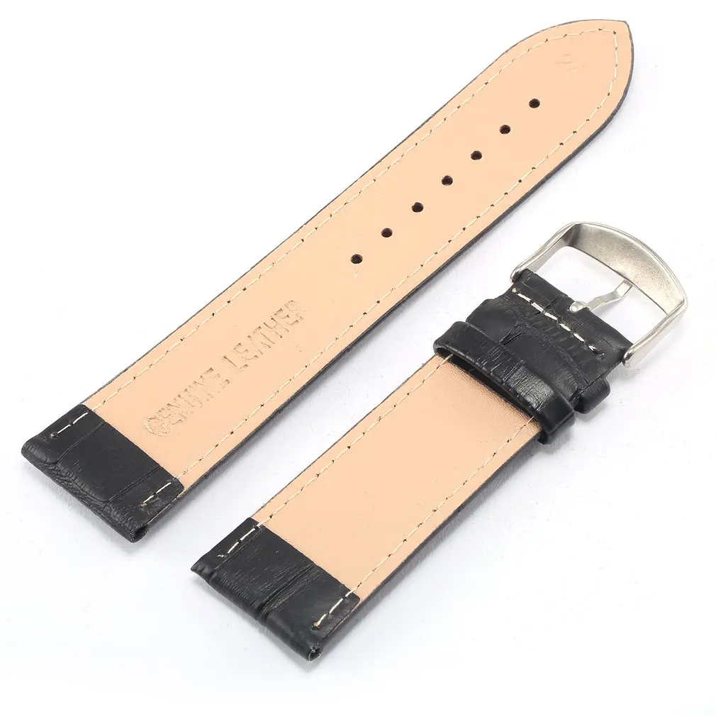 

24mm Genuine Men's Watchband Bussiness Style Watch Replacement Band Clasp Buckle Pattern Exquisite Accessories