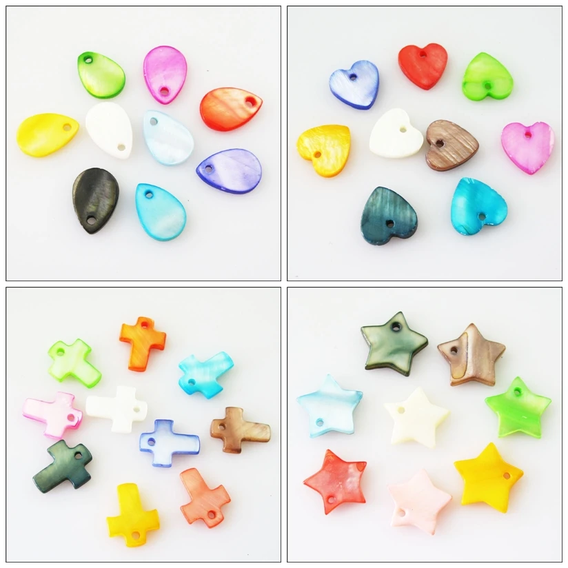 

Fashion Mixed Teardrop Cross Heart Star Natural Shell Charms Pendants DIY Gifts Wholesale