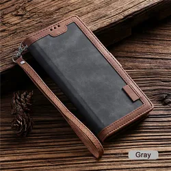 Leather Flip Wallet Cover - Elegant Protective Case - A81 Note10lite (Grey)
