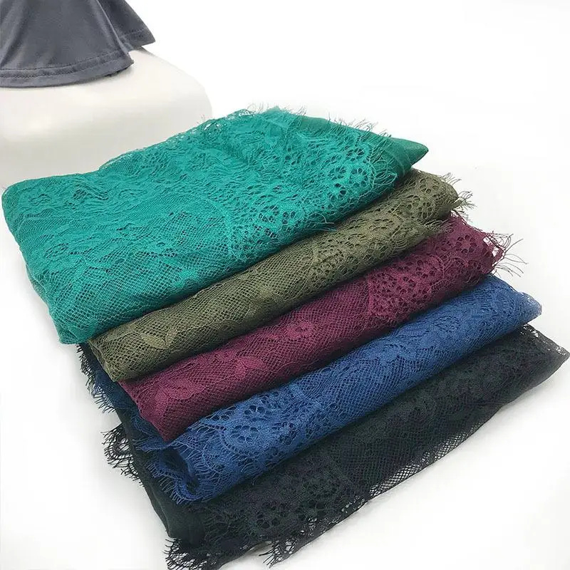 Yfashion Женский Ретро стиль сплошной цвет кружева головной платок модные аксессуары длинная шаль широкий шарф хиджаб шарф