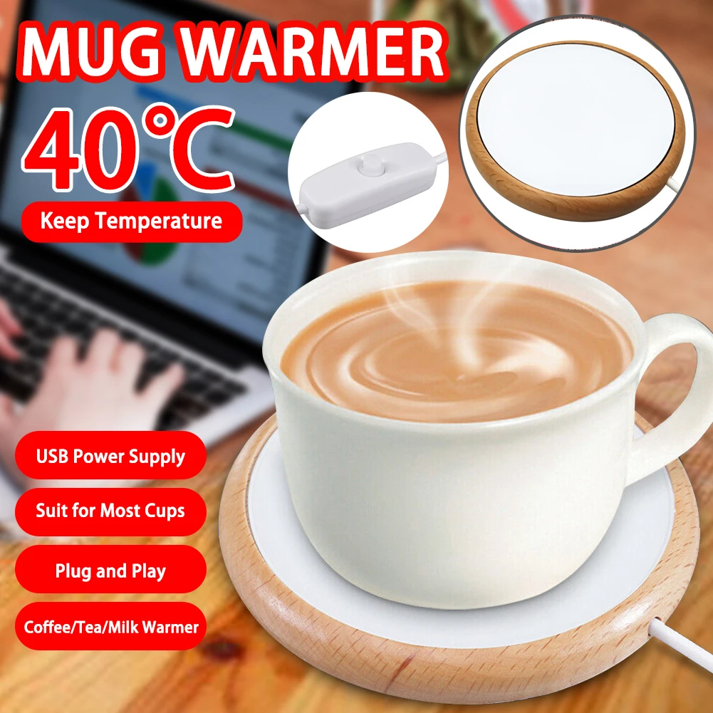 

Wooden Coasters For Mug Up to 40 USB Electric Cup Mug Wooden Cup Pad Warmer Heater Pad Thermos Coffee Tea Milk Drink Kitchen