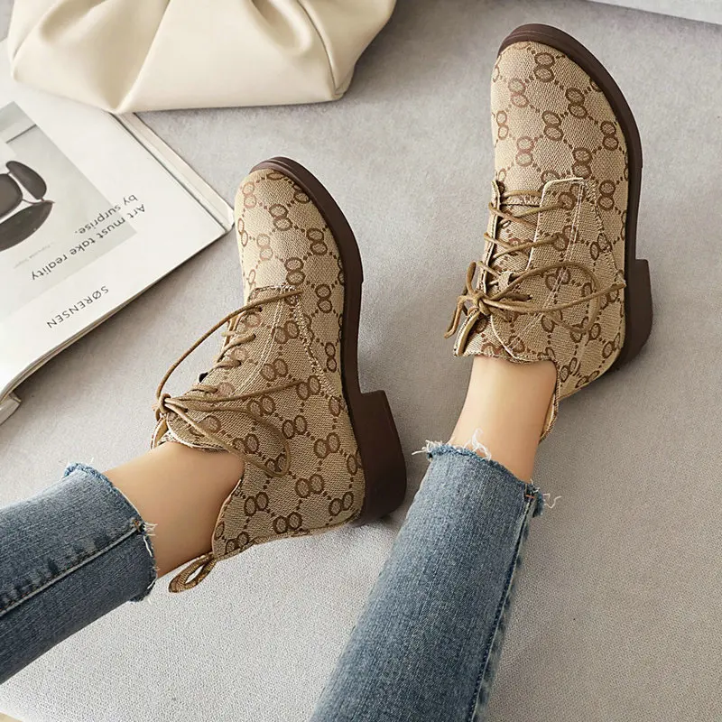 Womens Shoes Martin-Boots Short Autumn Winter 35-43 Lace-Up Plush-Lining Large New