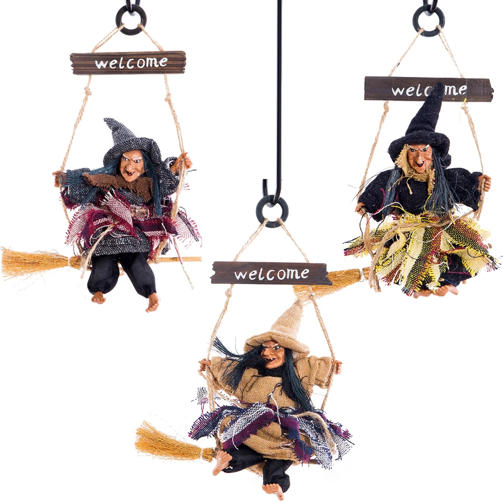 FenKicyen Halloween Ghost Witch Doll Horror Scary Hanging Decoration Ghost Flying Witch Pendant Halloween DIY Party Ornaments