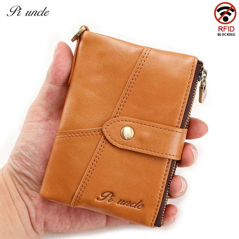2021 RFID Genuine Leather Men's Rfid Wallet Mini Short Man Coins Pocket
