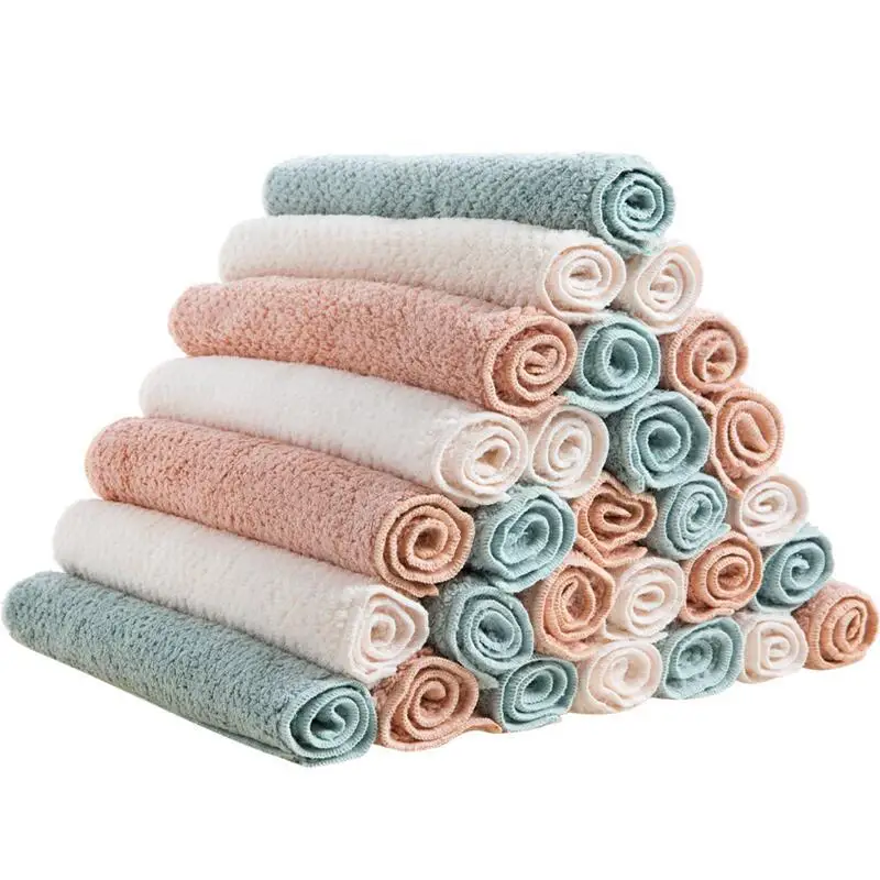 

Kitchen Towel Cleaning Cloth Nonstick Oil Coral Velvet Hand Towels Dishclout Washing Windows Car Floor Home Cleaning Tools