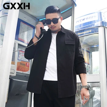 

High Quality Men Shirt GXXH Plus Size 5xl 6xl 7xl 2019 New Casual Shirt Men Long Sleeved New Autumn Business Big Large Shirt