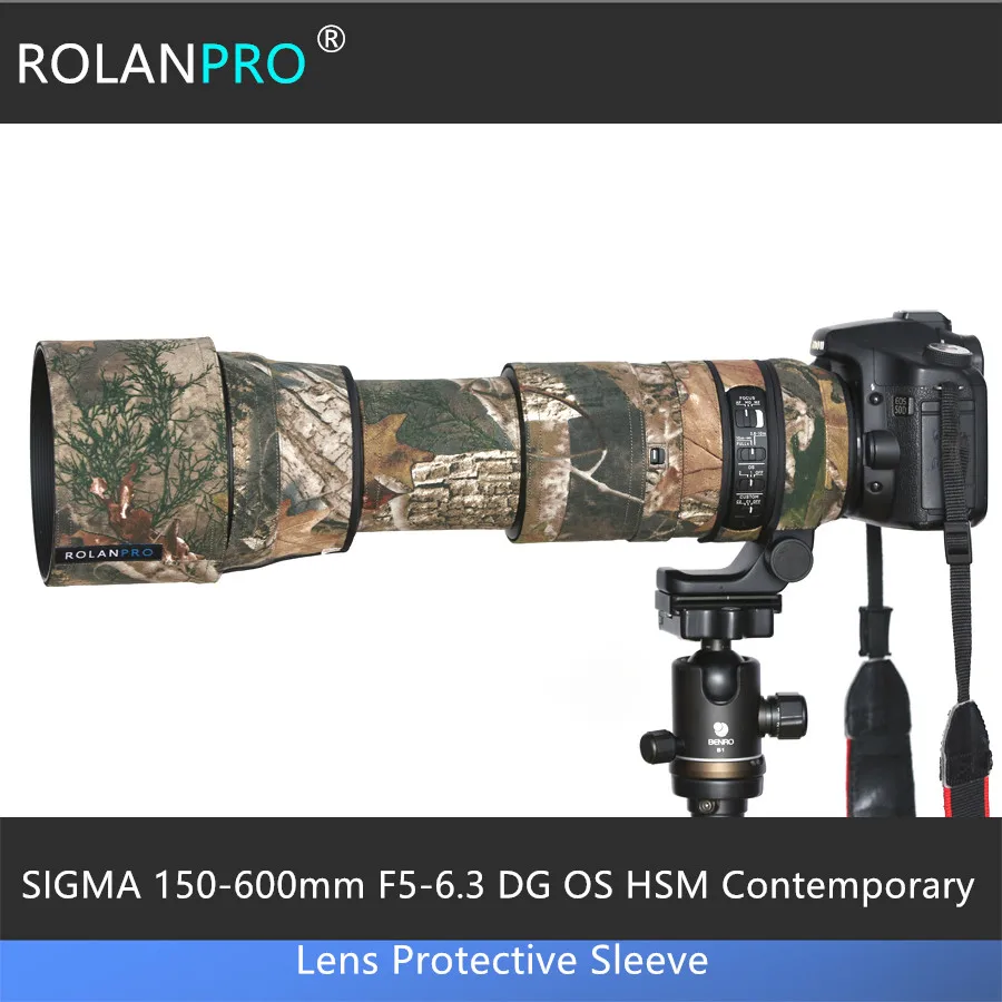 Фото Камуфляжный чехол от дождя для SIGMA линзы ROLANPRO-150 мм 600 DG OS HSM, защитный чехол для объектива №1