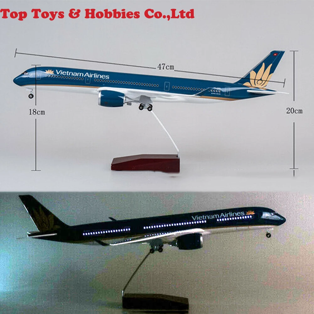 

IN STOCK 1/142 Vietnam Airlines Airplane Model A350 47cm with LED Voice Light Mini Plane Resin Base Collection Toy