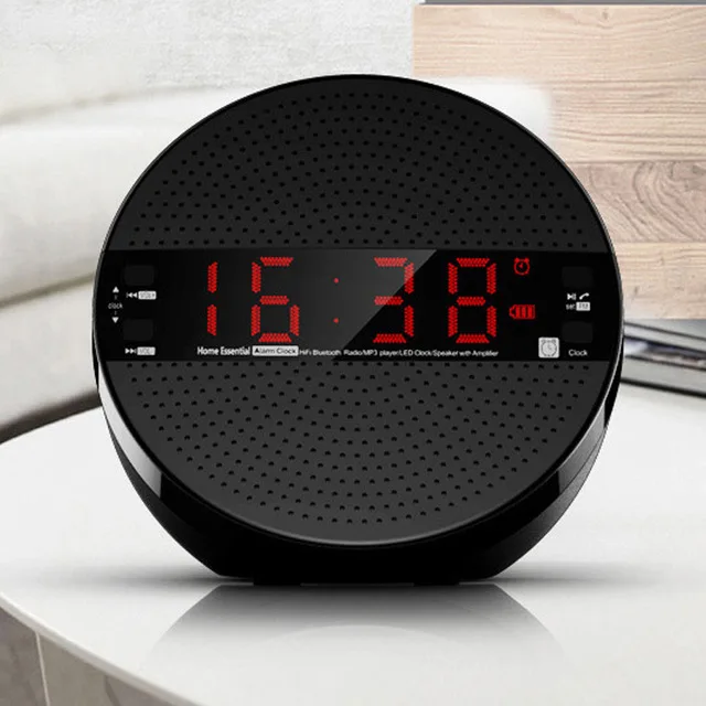 Цифровой прикроватный просыпающийся Пластиковый Кнопочный беспроводной Bluetooth динамик Будильник радио сабвуфер карта Usb гарнитура