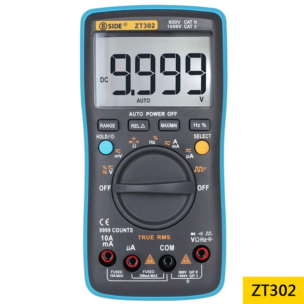 ZT302 Цифровой мультиметр BSIDE ZT301 302 True-DC/DA Вольтметр Амперметр Multimetro шапка сопротивление Гц температура тестер - Цвет: ZT302