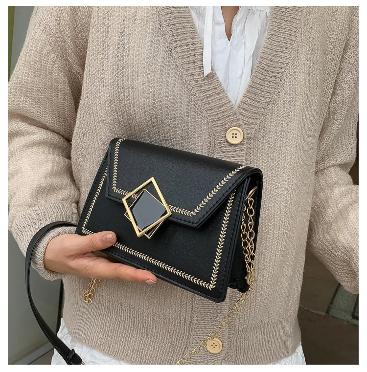 

Bag Women's 2019 New Style Korean-style Fashion Chain Shoulder Bag Versatile Cross-body Square Sling Bag