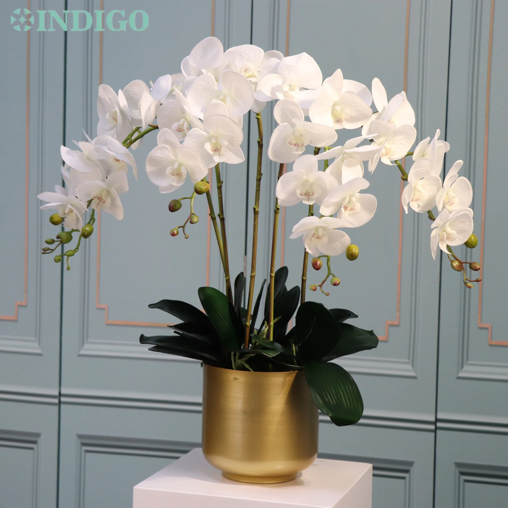 Silk Artificial Flower White Phalaenopsis Orchid Stem 75 cm Long 