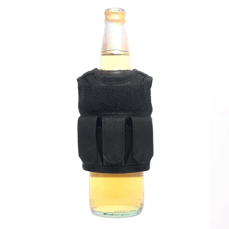 Tactical Beer Bottle Set Military Molle Vest Beverage Bottle Set Adjustable Hunting Beer Bottle Vest