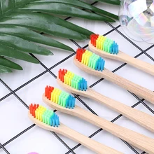 Горячая 1 шт/5 шт Мягкая Щетинная головка зубная щетка для окружающей среды деревянная Радужная бамбуковая зубная щетка для ухода за полостью рта