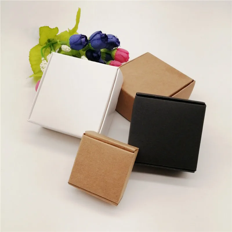 100pcs New DIY Kraft Paper/Black/white Gift Box For Wedding Favors Birthday Party Candy Cookies Christmas party gift ideas Boxes