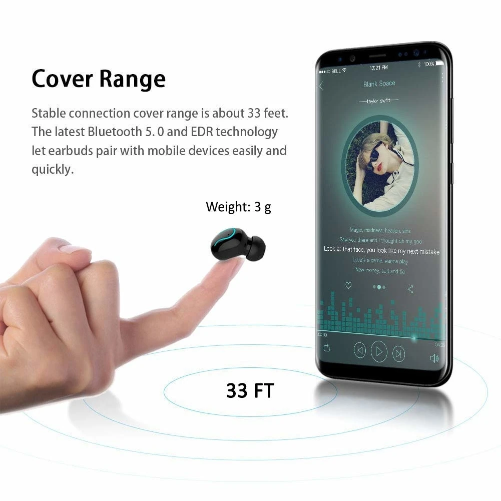 TWS 5 0 Bluetooth Headphone Wireless Earphones 3D Stereo Sports Earbuds Gaming Headset With Microphone For Ios XiaoMi Phone