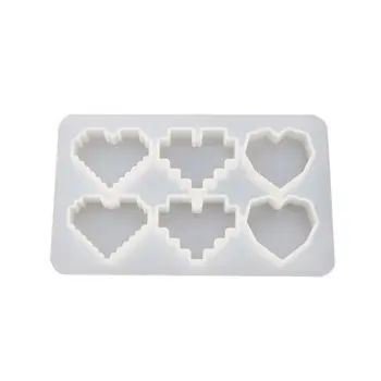 

Free shipping Crystal Epoxy UV Resin Mold Pixel Love Heart Shape High Mirror DIY Handmade Pendant Silicone Molds