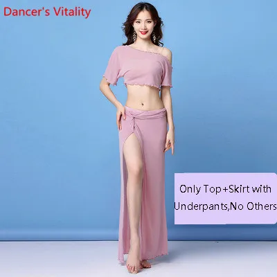 Женская одежда для танца живота, новая пряжа, Сексуальные Восточные Индийские танцы, топ, юбка, комплект, летняя одежда для начинающих, одежда для сцены - Цвет: Top Skirt as Photo