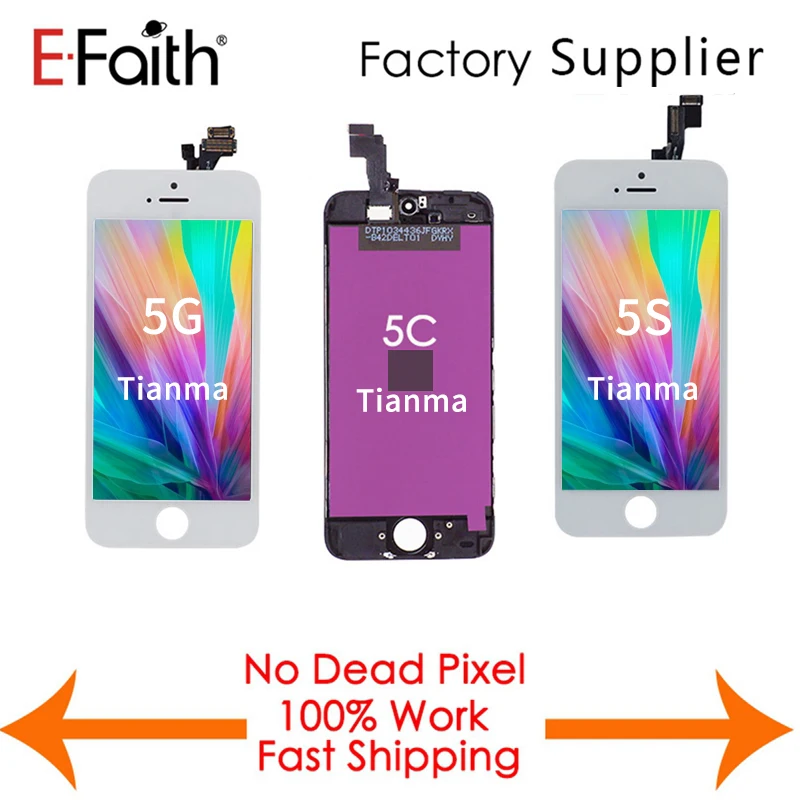 

EFaith Tianma 10PCS/LOT LCD Display For iPhone 5 5G 5C 5S Digitizer Replacement With Touch Screen Assembly DHL Ship Mixed Model