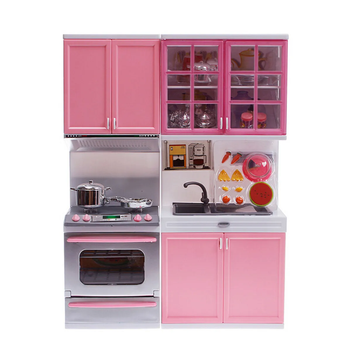 Моделирование кухонный набор Дети ролевые игры Coing шкаф инструменты посуда куклы костюмы игрушки головоломка обучающая кукла для девочек - Цвет: Розовый