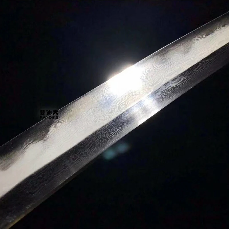 Handmade Folded Steel Short Japanese Sword Copper fittings Pearly fish skin sheath Full Tang Very Sharp wakizashi