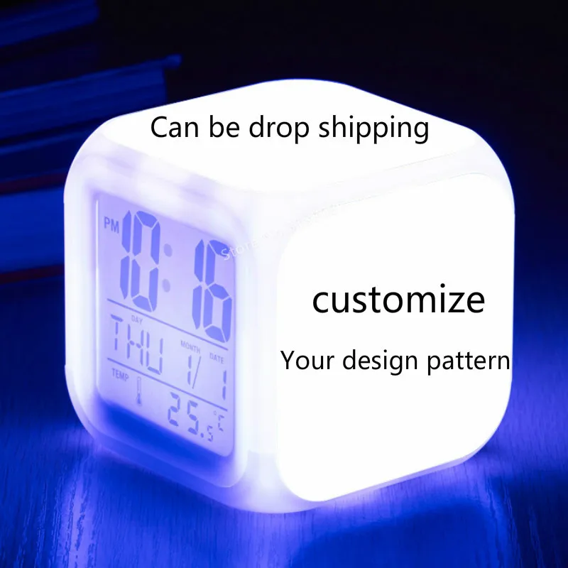 Kids Alarm Clock Glowing LED Light 7 Color Change Cute Digital alarm clock Children toy reloj despertador wekker reveil