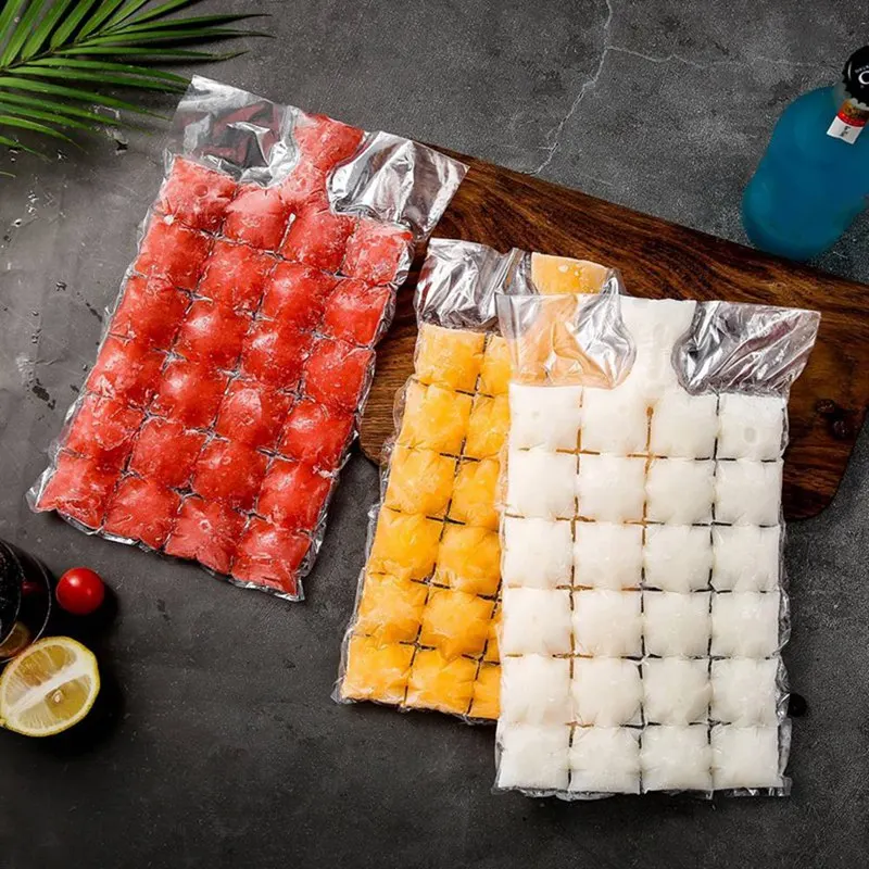 Molde de cubitos de hielo desechable, bolsas de cubitos de hielo autosellantes transparentes, congelación más rápida, bolsa de molde para hacer hielo, utensilios de cocina, 10 unids/paquete - Imagen 2