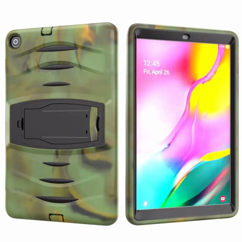 Ударный волнистый детский чехол для samsung Galaxy Tab A 10,1 T510 T515 SM-T510 SM-515 чехол для планшета противоударный чехол с подставкой+ пленка - Цвет: camouflage