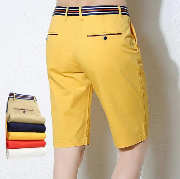 

Stretch Cotton Shorts Mens Casual Shorts Summer Knee Length Casual Beach Pants Pure Men Fashion Short Trousers Men's Bottoms 38