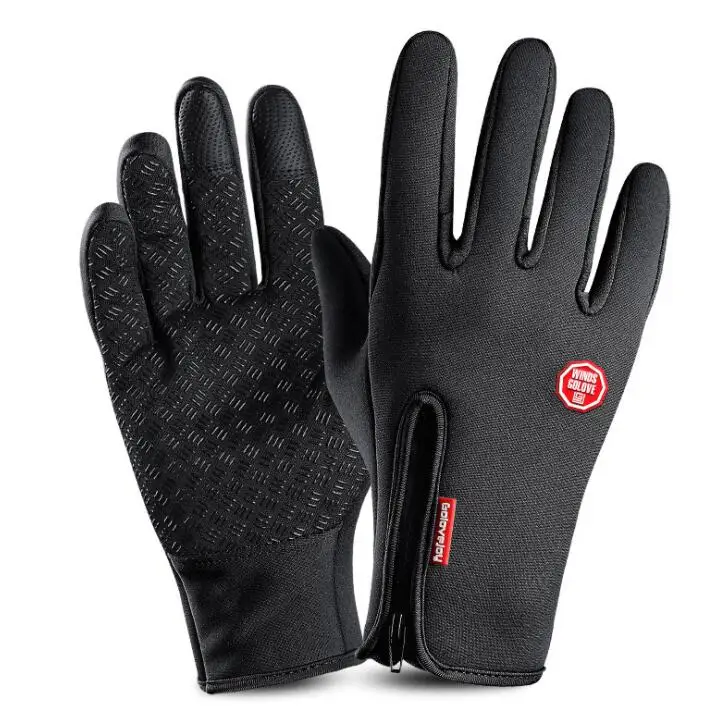 Черный Touch Screen Black Full Finger Mittens Men Outdoor Sports Windstopper Waterproof Gloves Riding Motorcycle Gloves - Цвет: Черный