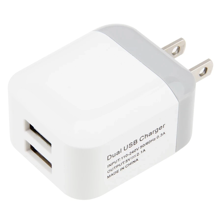 US $502.70 300pcsLot 5V 21A Dual USB Ports US Plug Wall Charger Adapter Double USB 2Port For Samsung IPhone Xiaomi Smart Mobile Phone