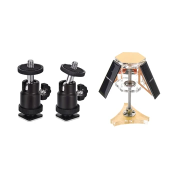 

Ball Head [2 Pack] with Hot Shoe Mount Adapter 360 Degree 1/4 Inch Small Ball Heads & 1x Adjustable Phone Mount Tripod Adapter w
