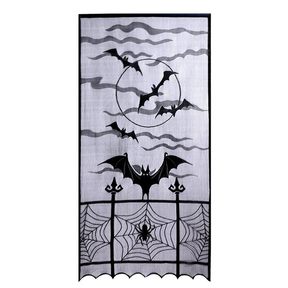 

Party Supplies Curtain Festival Decorative Polyester Bat Pattern Home Black Spider Web Lace Halloween Easy Install Accessories