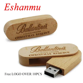 

Swivel Wooden Usb Flash Drive 4GB 8GB 16GB 32GB 64GB 128GB Hot Sale Pendrive Wooden Usb Free Customized LOGO Over 10PCS