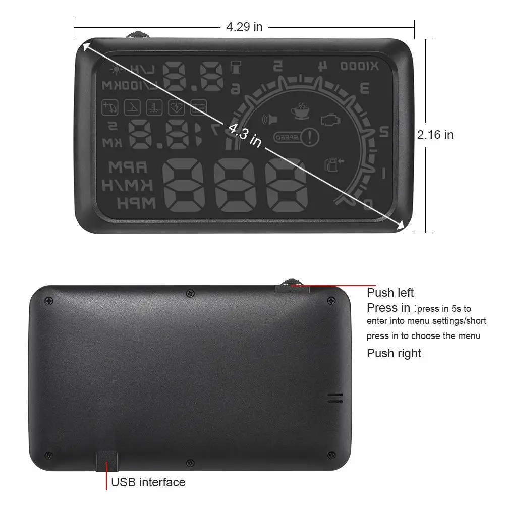 5.5inch Car HUD Head-up Display OBD2 Overspeed Warning System Projector Windshield Auto Electronic Voltage Alarm 5.5inch Car HUD Head-up Display OBD2 Overspeed Warning System Projector Windshield Auto Electronic Voltage Alarm
