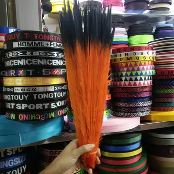 

Wholesale 50 pcs Orange and Black Double Color Pheasants Feathers 16-18inches/40-45cm Multipurpose Decoration