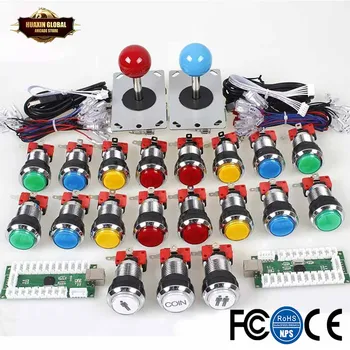 

2 Player Arcade Game DIY Kit For PC And Raspberry Pi 5Pin Joystick And + Chrome Plating LED Illuminated Push Buttons
