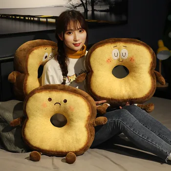

3D Butter Bread Plush Toast Pillow Simulated Snack Decoration Backrest Cushion Soft Stuffed Toy Simulated Snack Bread Home Decor