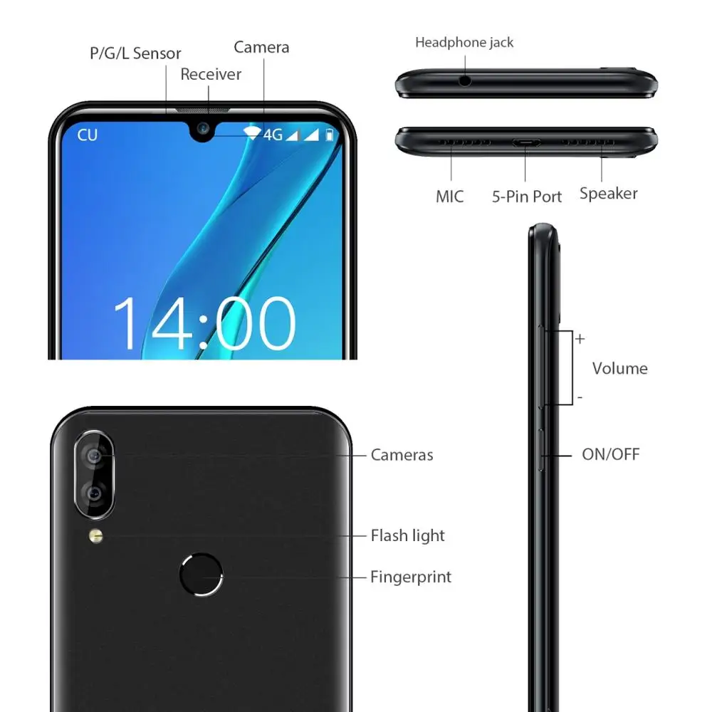 Oukitel C16 Pro Android 9 0 смартфон с функцией распознавания лица 5 71 &quot19:9 экран защитой от