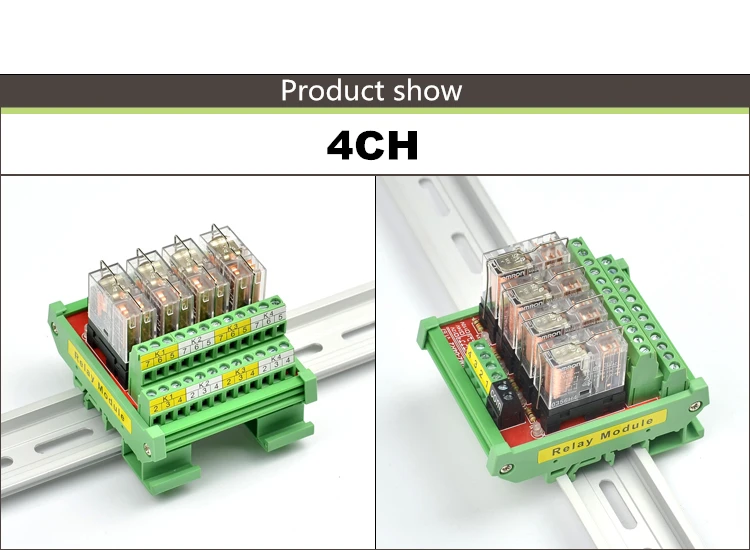 Módulo de Relé Montagem do Painel 2no + 2nc Canais Dpdt Interface 12 - 24vdc Din Trilho Pnp Npn Compatível 16 5a 5 16 canais dpdt interface módulo de relé