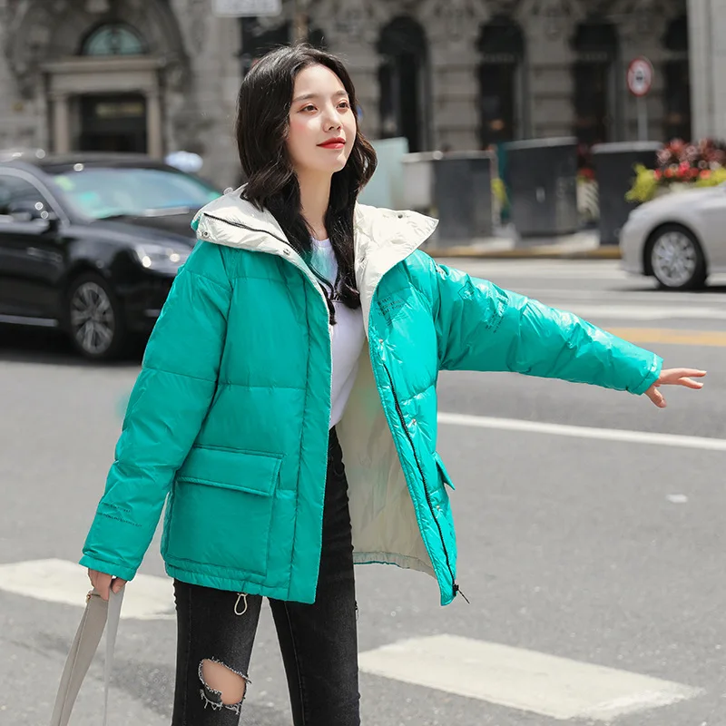 

2019 Autumn And Winter New Style Fashion down Jacket Large Pocket Loose-Fit Korean-style White Duck down Short