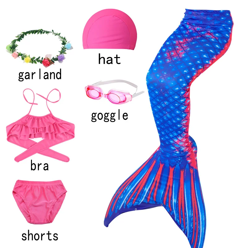 Рождественский карнавальный детский купальник, бикини, Флиппер, хвост русалки, шорты, топ для плавания, хвост русалки, костюмы для плавания для девочек