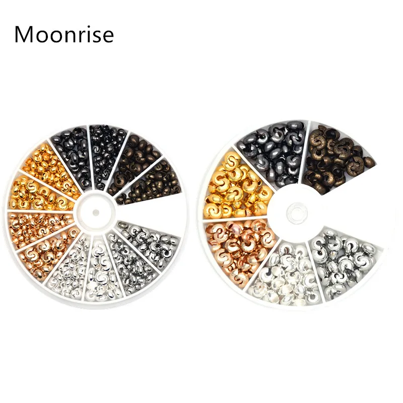 500pcs/box 6 Colors 3mm Half Round Open Brass Crimp Beads Covers Knot