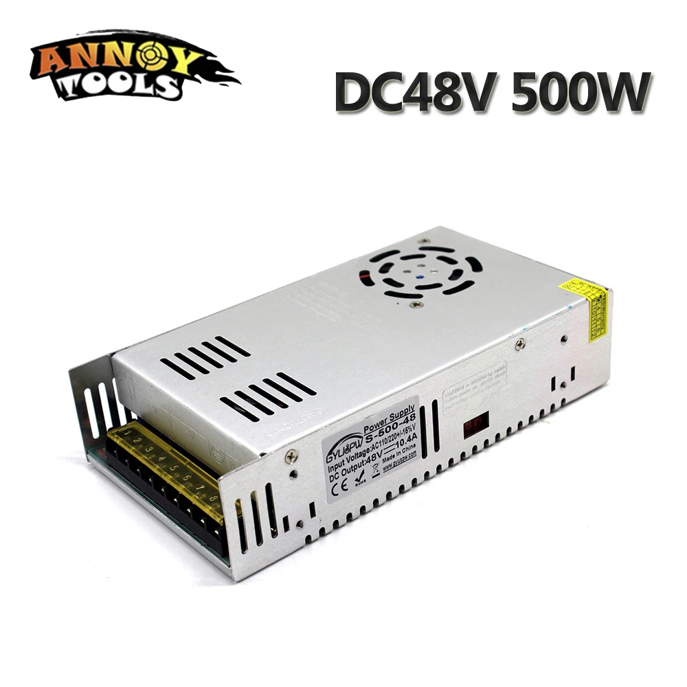 

48V 500W Spindle Switch Power Supply kit 10.4A 48V 500W Power Source 52mm diameter ER11 8mm Motor for CNC Wood Router